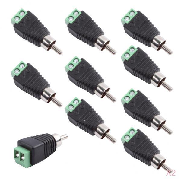 20 Pieces Speaker Wire cable to Audio Male RCA Connector Adapter Jack Plug
