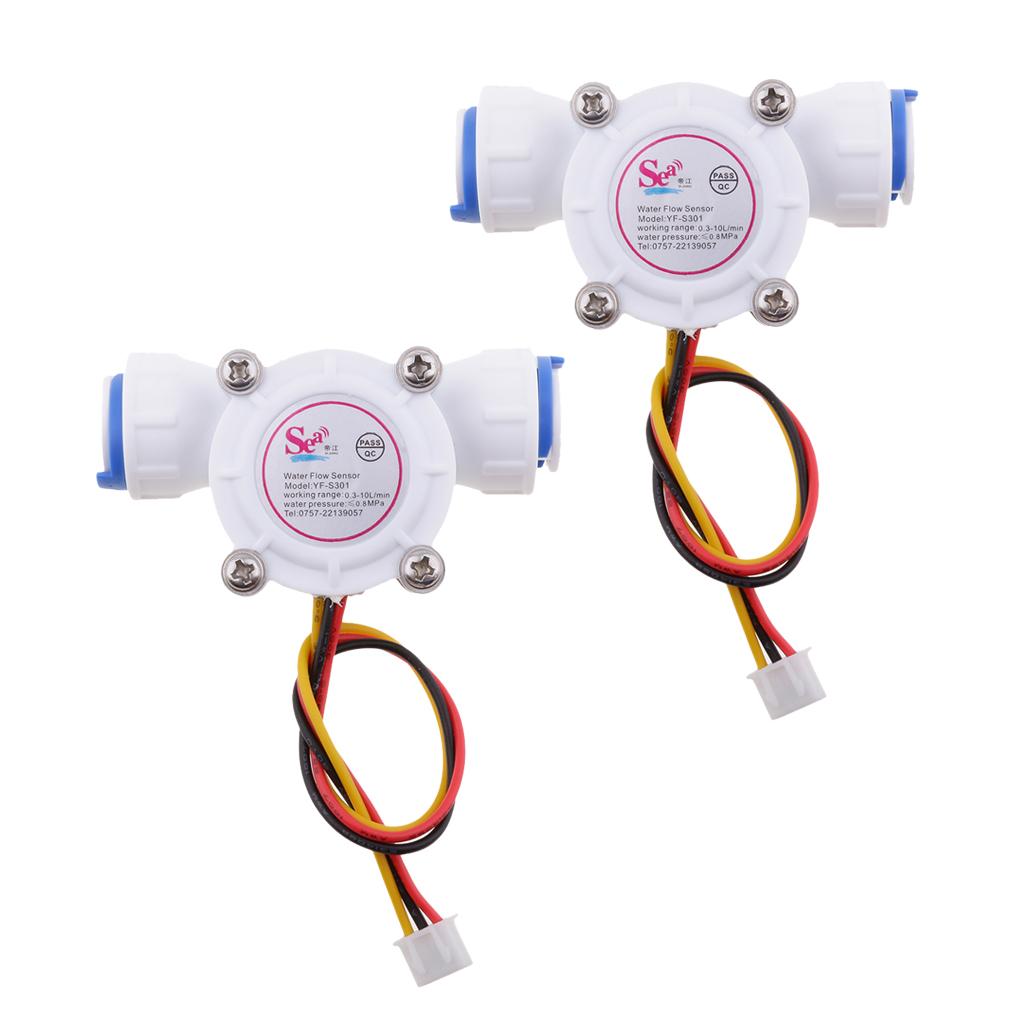 2Pieces 3/8 External 0.3-10L/min Water Flow Sensor Flowmeter Water Control"