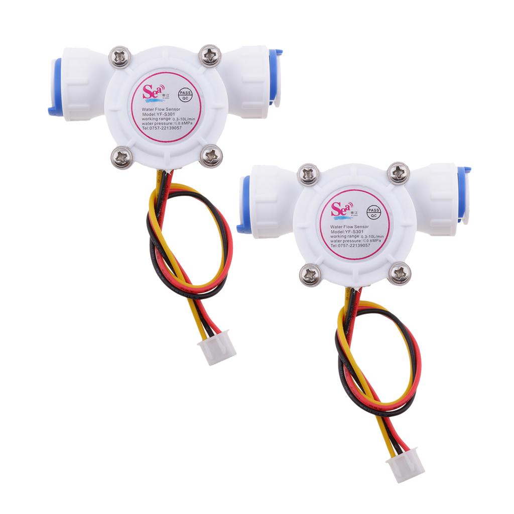 2Pieces 3/8 External 0.3-10L/min Water Flow Sensor Flowmeter Water Control"