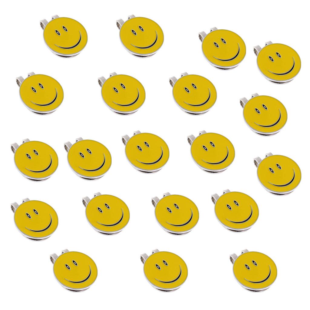20 Pcs Sturdy Smile Face Magnetic Hat Clip Golf Ball Marker for Cap Visor