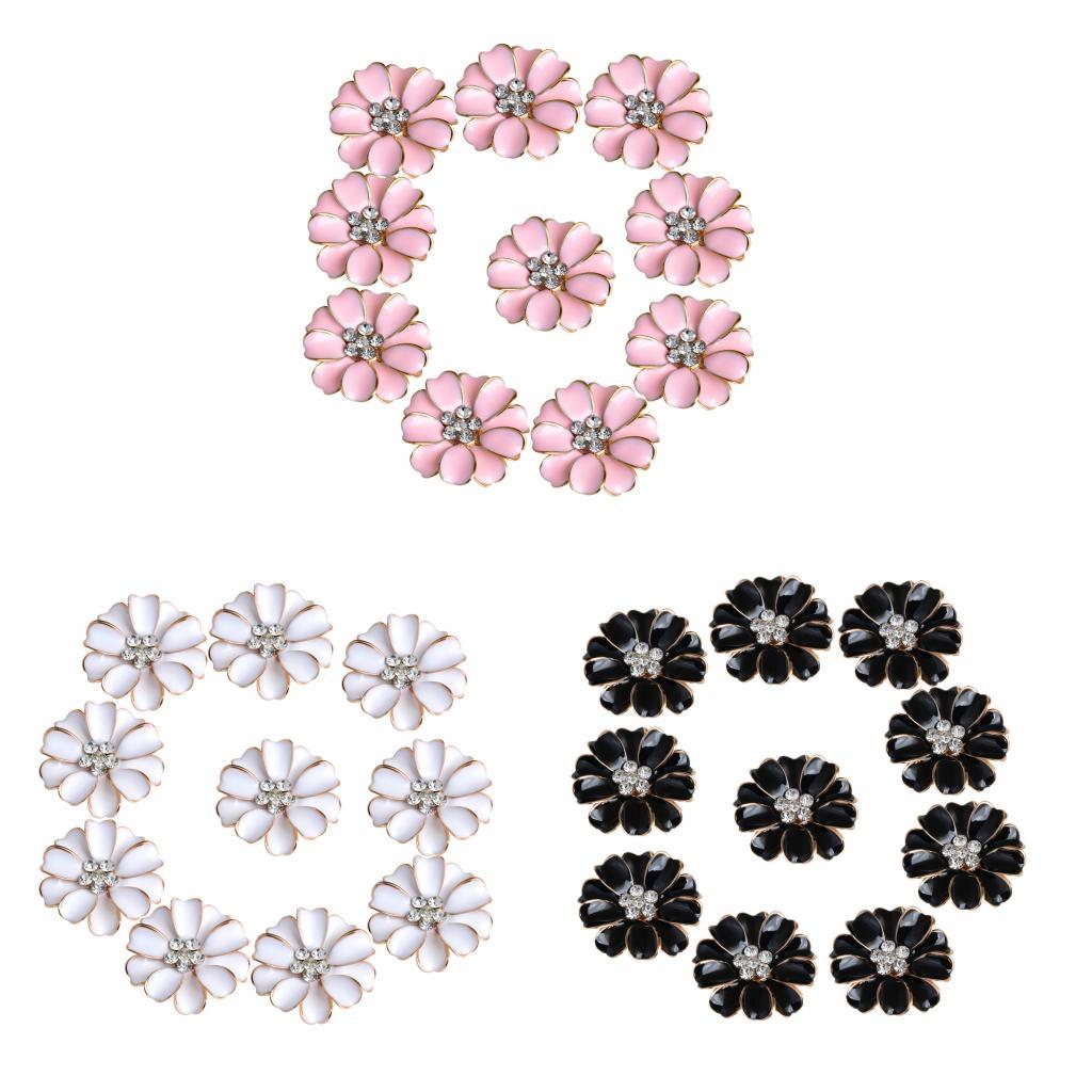 30pcs Metal Flower Rhinestone Buttons Flatback Embellishment Decoration