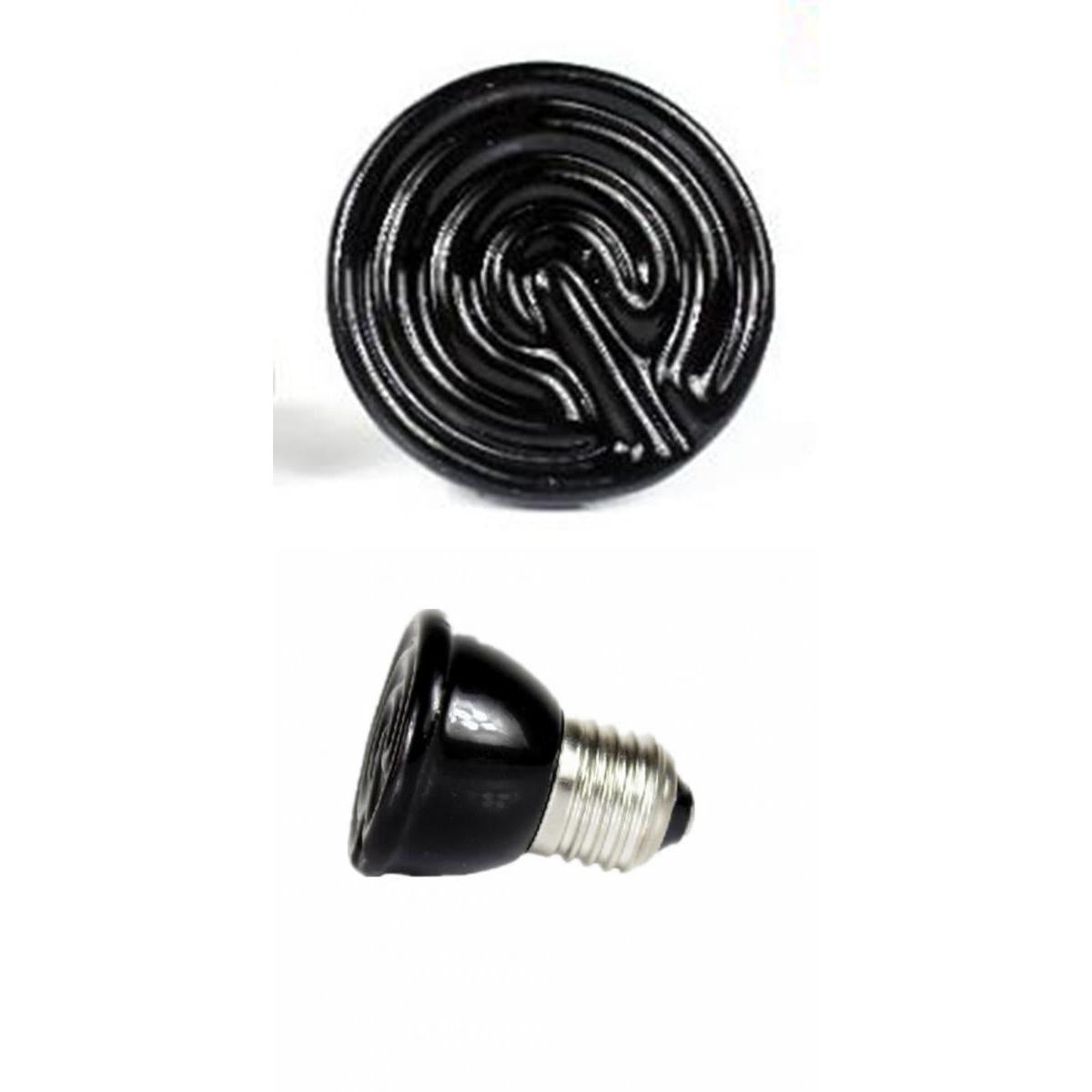 2Pcs Infrared Ceramic Emitter Heat Lamp Reptile Breeding Heater Lamp 40W+60W