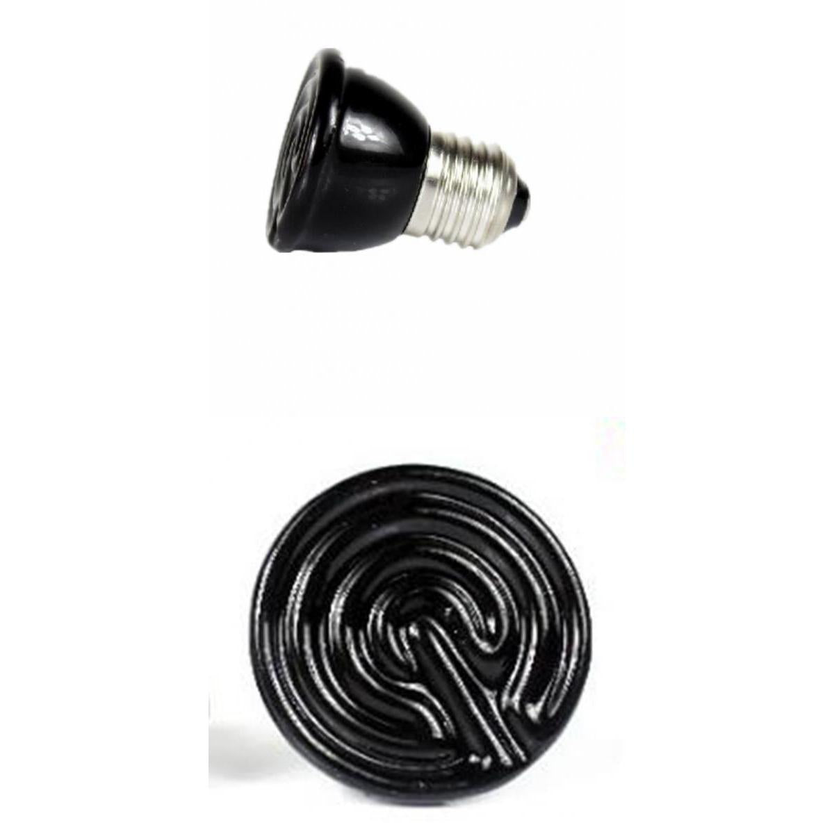2Pcs Infrared Ceramic Emitter Heat Lamp Reptile Breeding Heater Lamp 20W+40W
