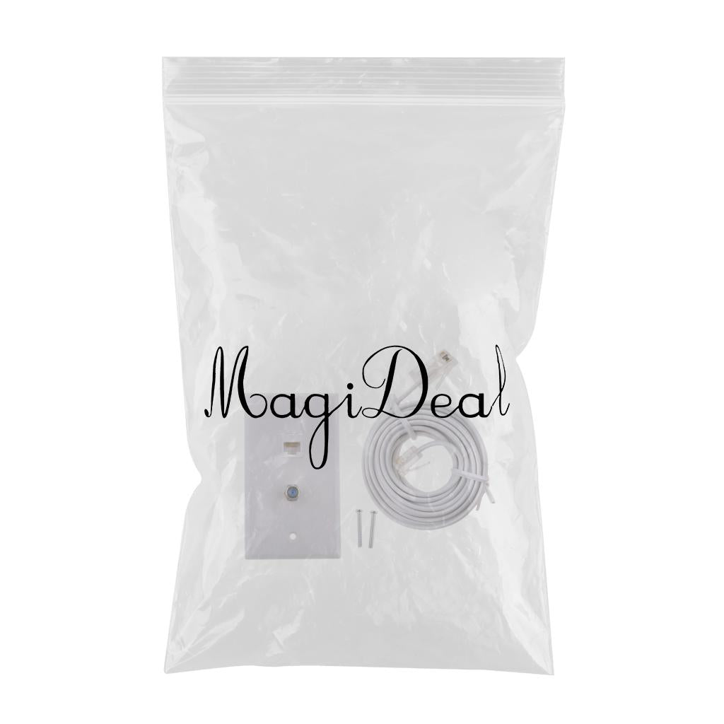 Coaxial F Connector Ethernet Network Wall Plate+RJ11 ADSL to Cable