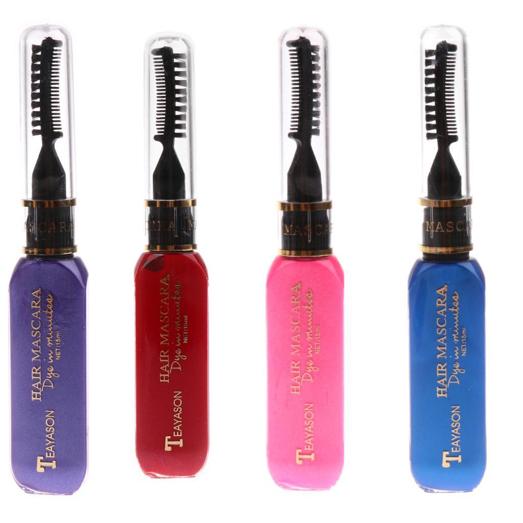 4Color Temporary Hair Color Chalk Dye Tint Highlight Streak Mascara Wash Off