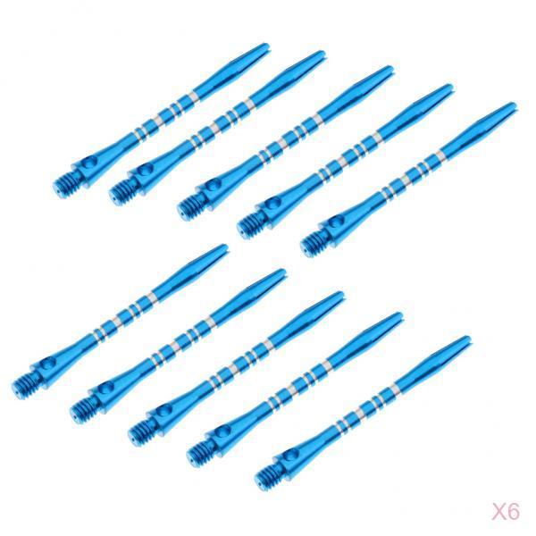 60 Pcs 52mm Thread Alloy Re-Grooved Dart Stems Shafts Blue