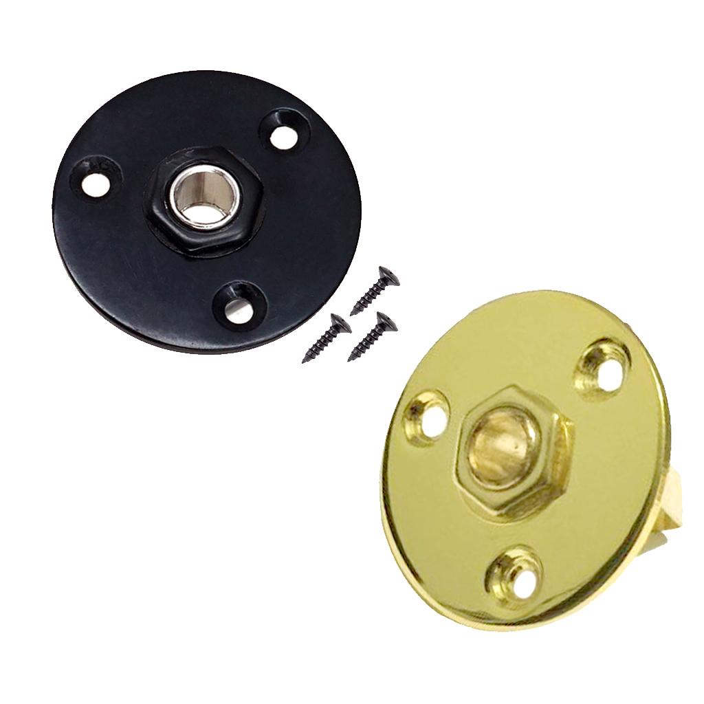 2Piece Round Jack Plate Socket Plug 1/4 6.35mm for Electric Bass Guitars"