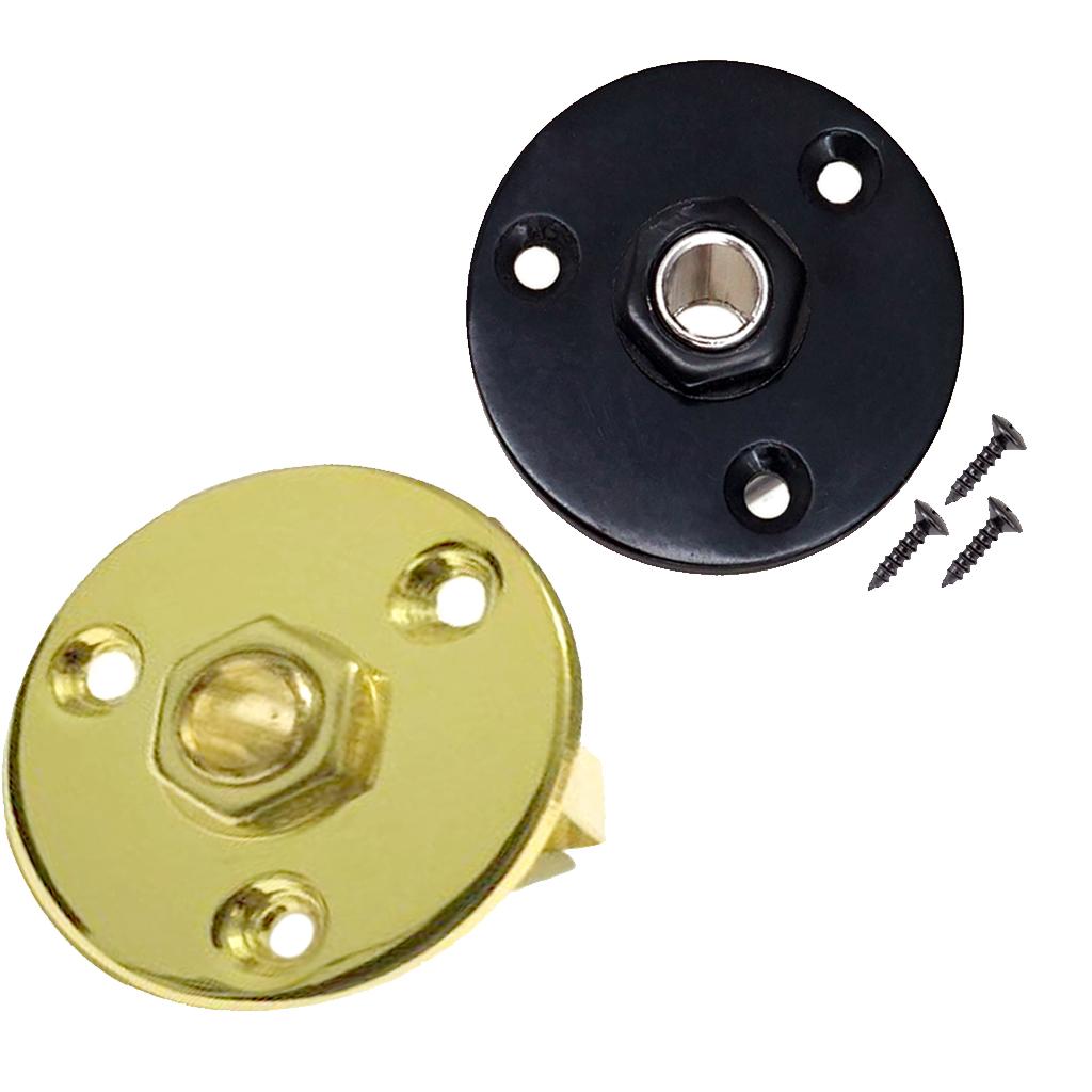 2Piece Round Jack Plate Socket Plug 1/4 6.35mm for Electric Bass Guitars"