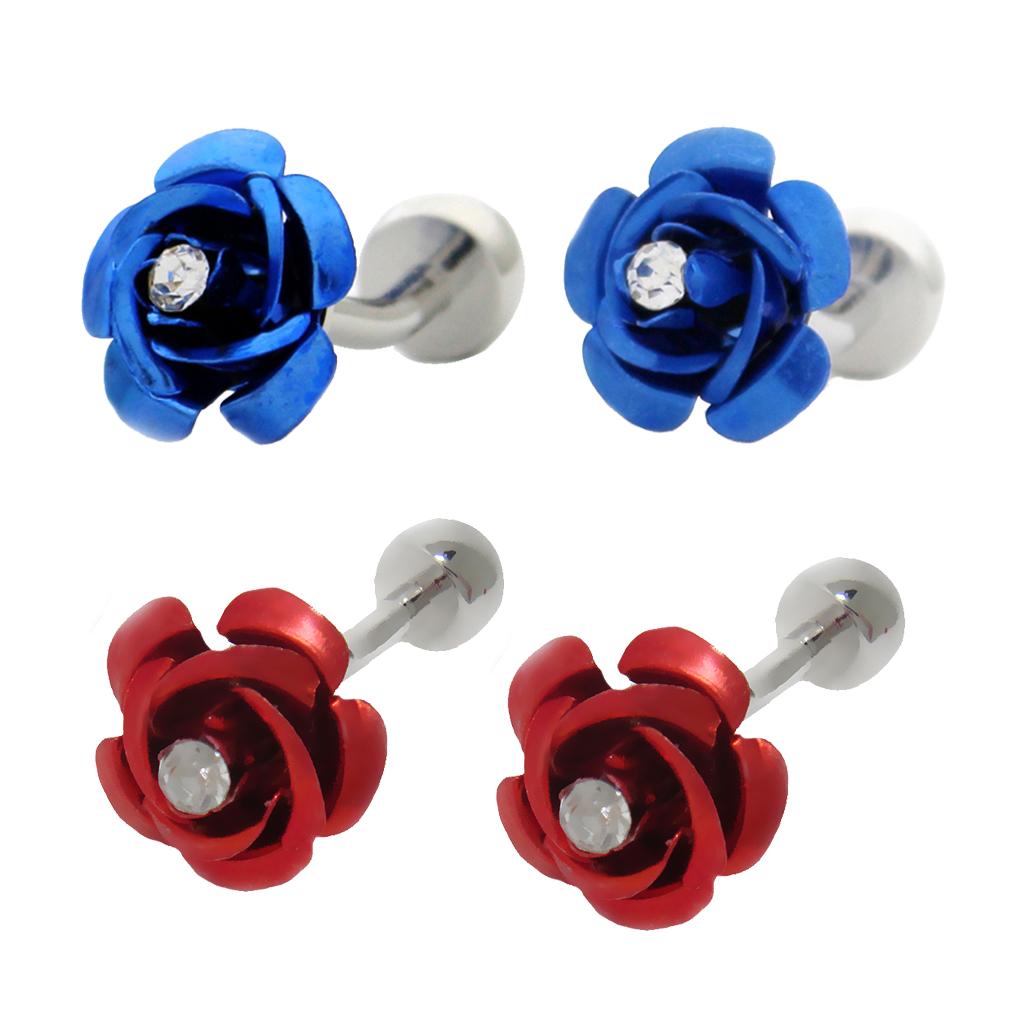 2 Pairs Retro Rose Flower Cufflinks Men Shirt Business Wedding Party Gifts