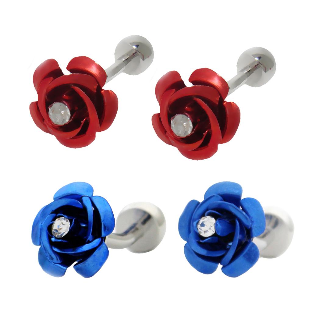 2 Pairs Retro Rose Flower Cufflinks Men Shirt Business Wedding Party Gifts