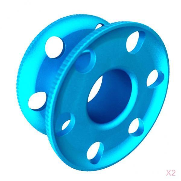2 Pieces Small Blue Aluminum Alloy Scuba Diving Finger Reel Guide Line Spool