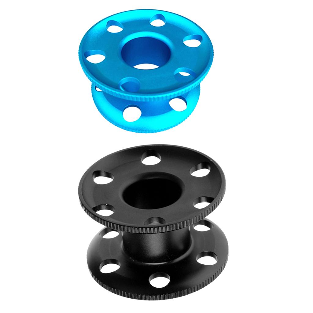 2 Pieces Aluminum Alloy Scuba Diver Finger Reel Guide Line Spool Blue Black