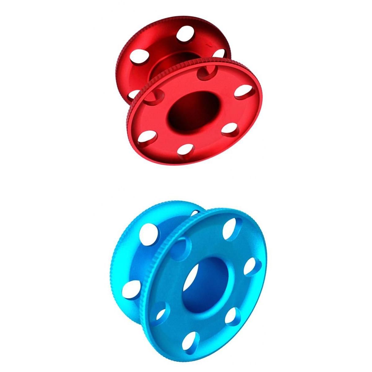 2 Pieces Aluminum Alloy Scuba Diver Finger Reel Guide Line Spool Blue Red