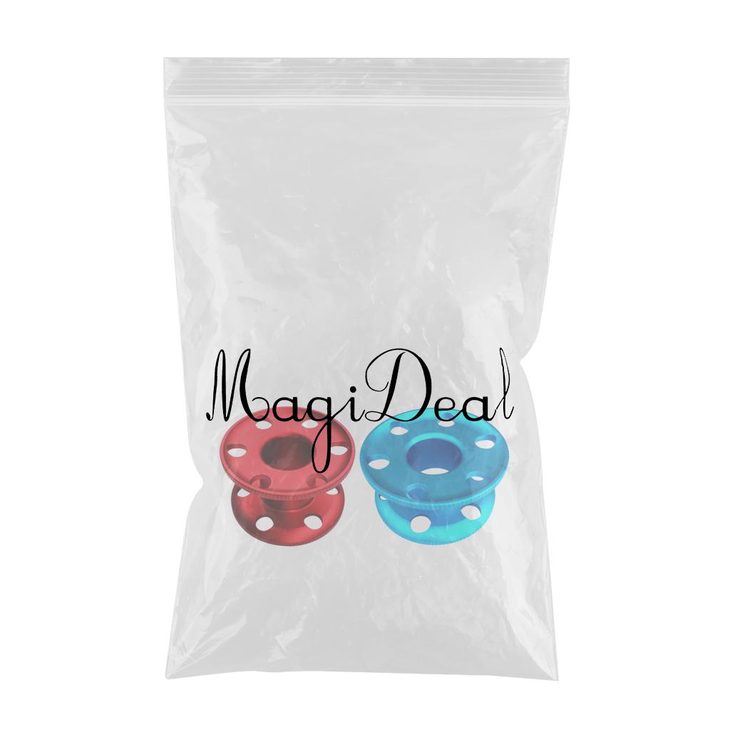 2 Pieces Aluminum Alloy Scuba Diver Finger Reel Guide Line Spool Blue Red