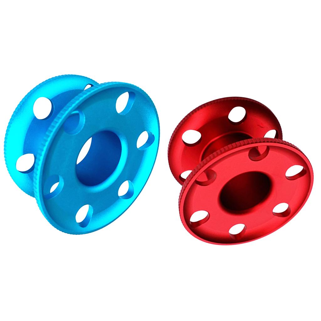 2 Pieces Aluminum Alloy Scuba Diver Finger Reel Guide Line Spool Blue Red