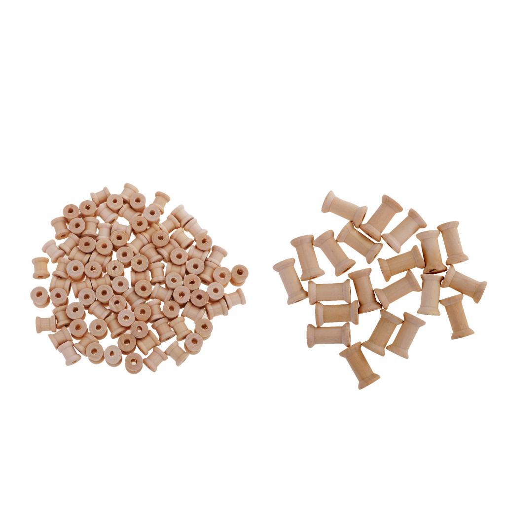 120 Pieces Vintage Wooden Sewing Tools Empty Thread Spools Sewing Notions