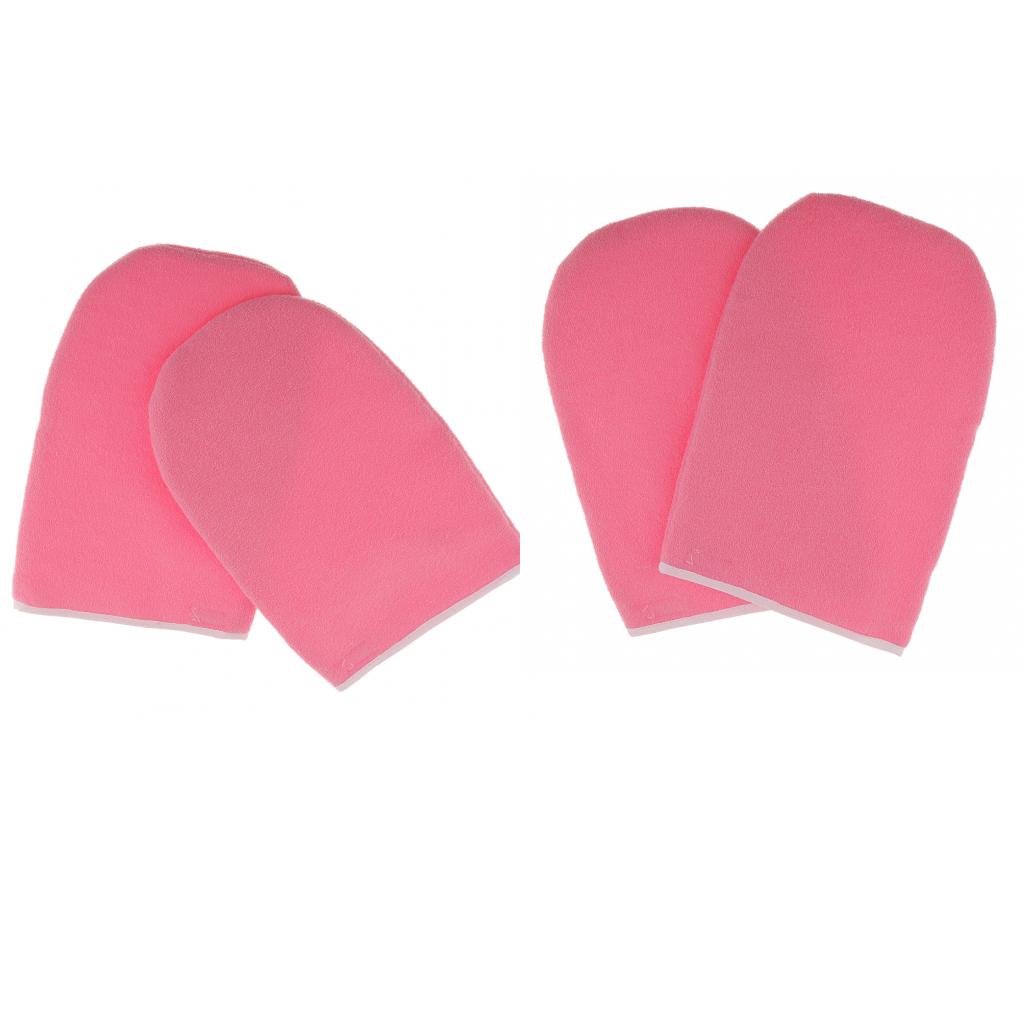 2 Pairs Paraffin Wax Protection Hand Spa Mask Moisturizing Gloves Mitts Pink