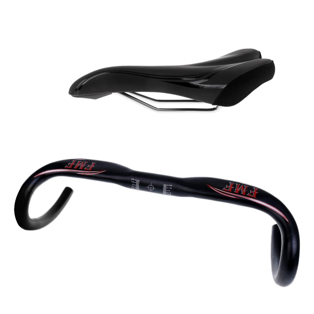 Bike Handlebar Bicycle Drop Handlebar Bent Bar 31.8mm + Curvy Shape Saddle