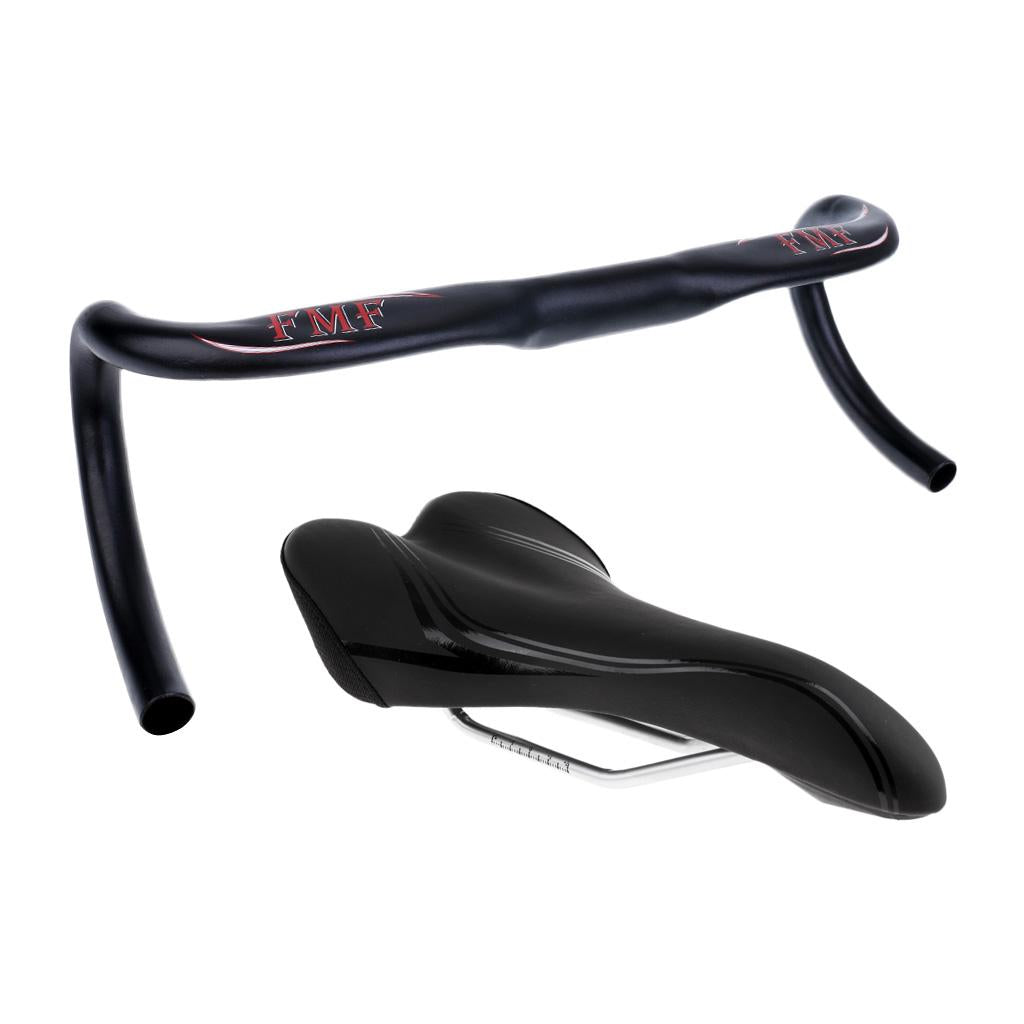 Bike Handlebar Bicycle Drop Handlebar Bent Bar 31.8mm + Curvy Shape Saddle