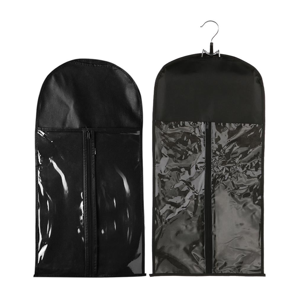 2 Pieces Hair Extension Wig Stand Storage Bag Holder Case Protector Black
