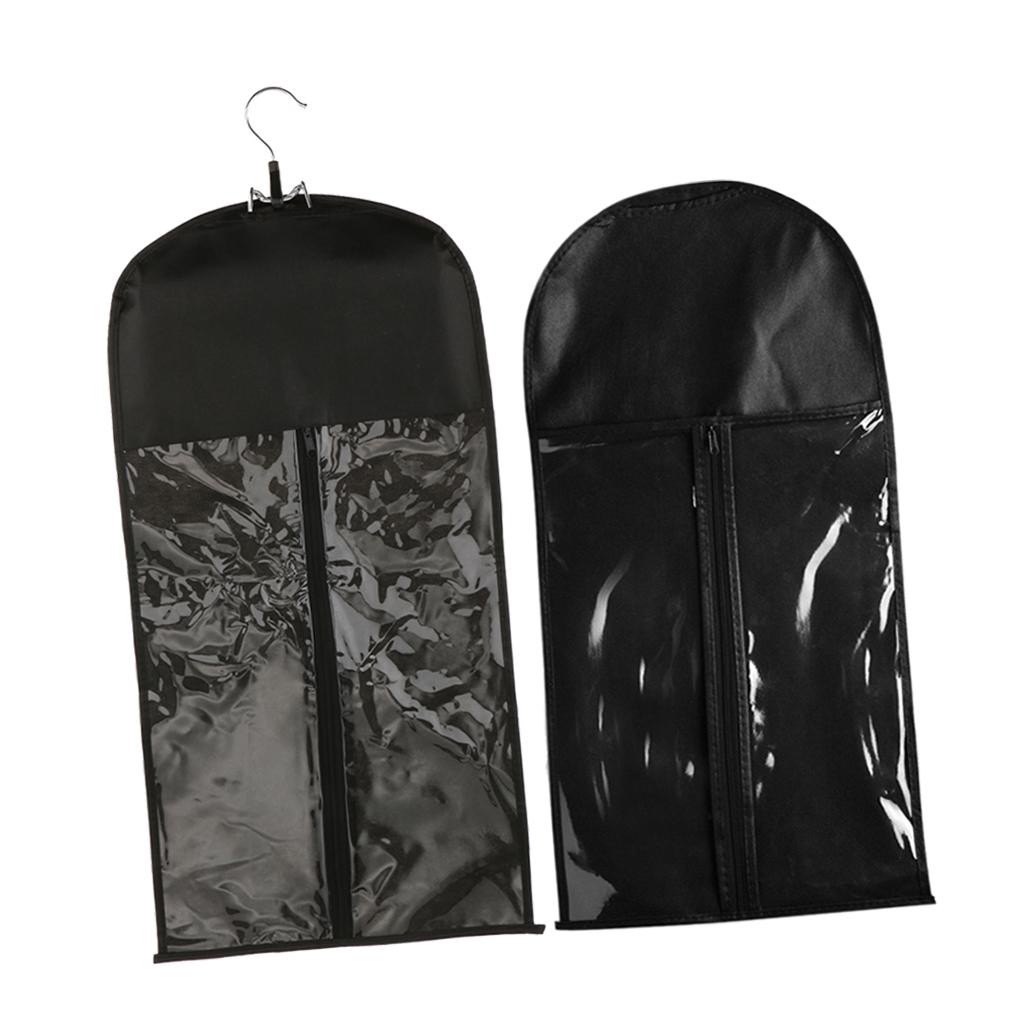 2 Pieces Hair Extension Wig Stand Storage Bag Holder Case Protector Black