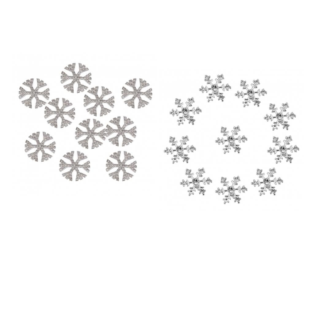 20 Pcs Mixed Shaped Snowflakes Rhinestone Flat back Buttons for DIY Crafts