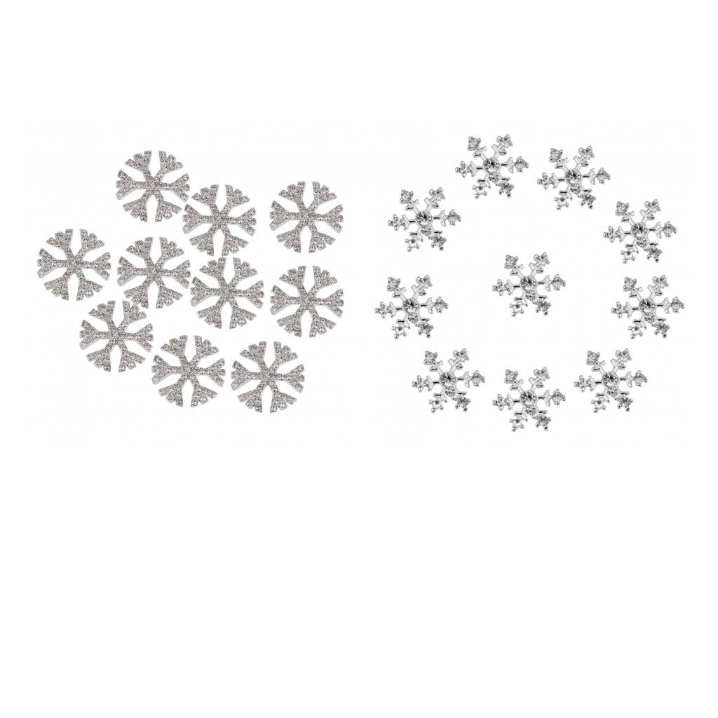 20 Pcs Mixed Shaped Snowflakes Rhinestone Flat back Buttons for DIY Crafts