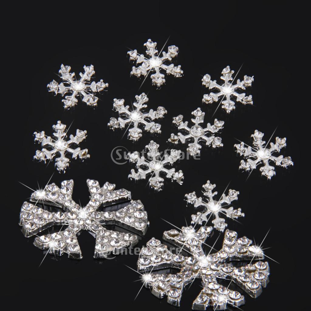 20 Pcs Mixed Shaped Snowflakes Rhinestone Flat back Buttons for DIY Crafts