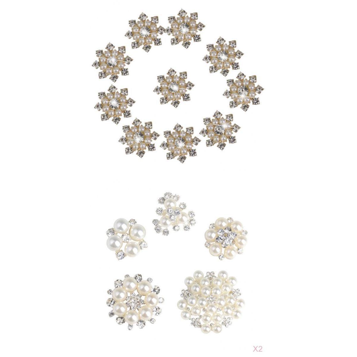 20Pcs Mixed Faux Pearl Flower Buttons for Craft Wedding Dress Embellishments