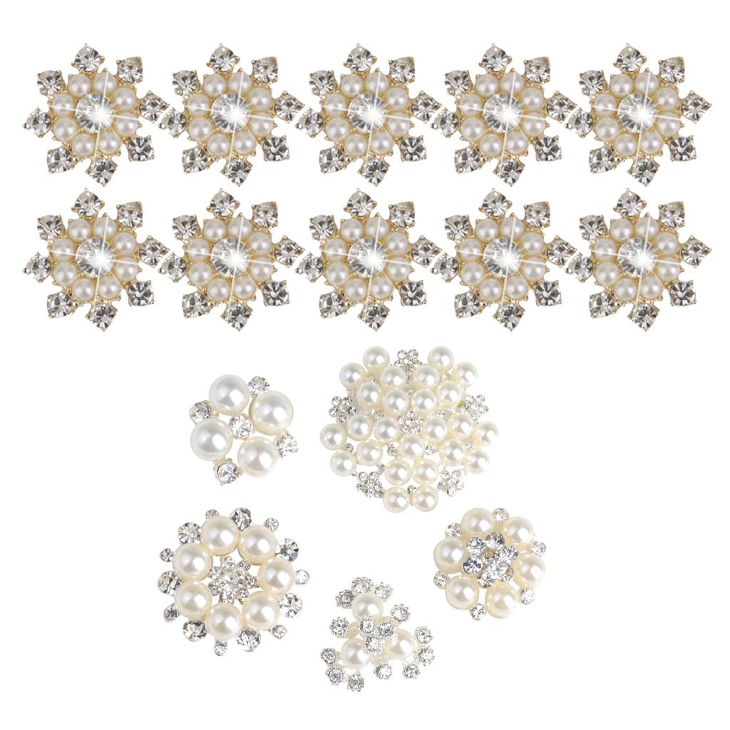 20Pcs Mixed Faux Pearl Flower Buttons for Craft Wedding Dress Embellishments