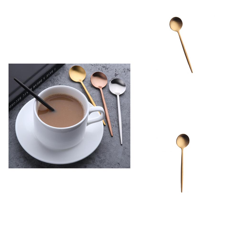3pcs Flatware Spoon Cutlery Square for Kitchen Dining Bar Hotel Cafe Gold