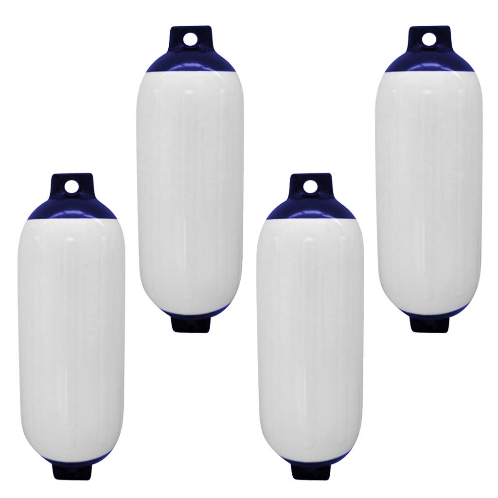 4pcs Marine Boat Fender Premium PVC Bumper Dock Shield Protection Blue White
