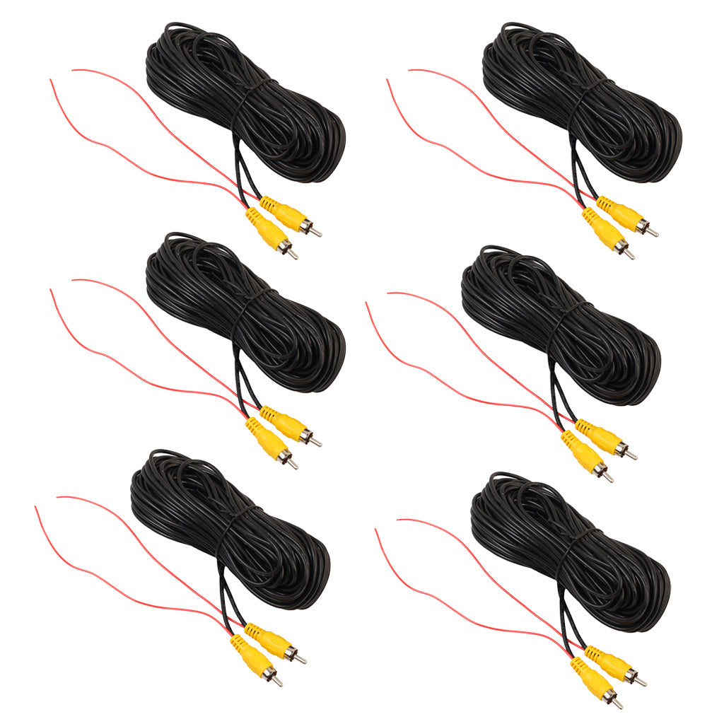6Pieces Car RCA AV Rear View Backup Camera Video Cable Cord with Red Trigger