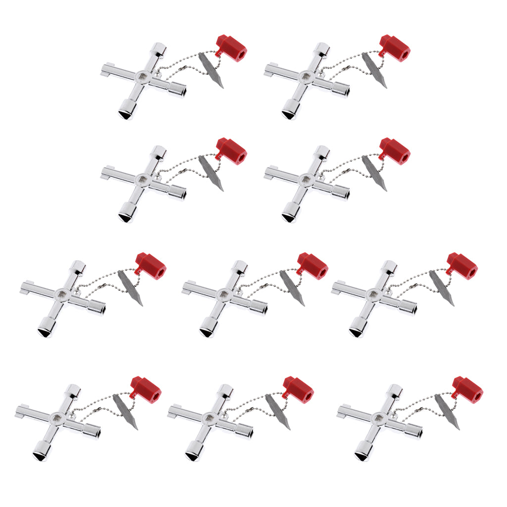 10Piece 5 in 1 Zinc Cross Switch Key Wrench Square Triangle Screwdriver Tool