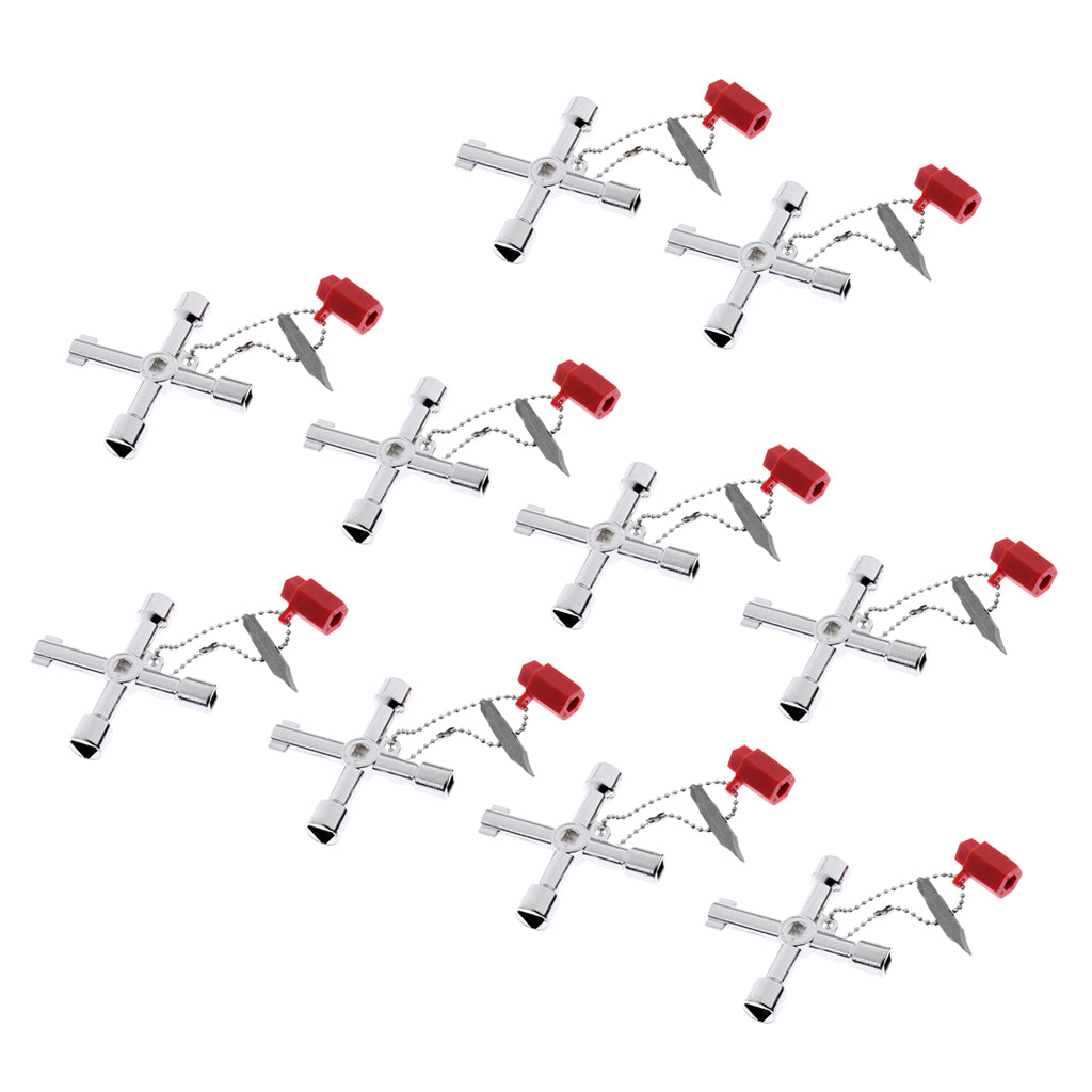10Piece 5 in 1 Zinc Cross Switch Key Wrench Square Triangle Screwdriver Tool