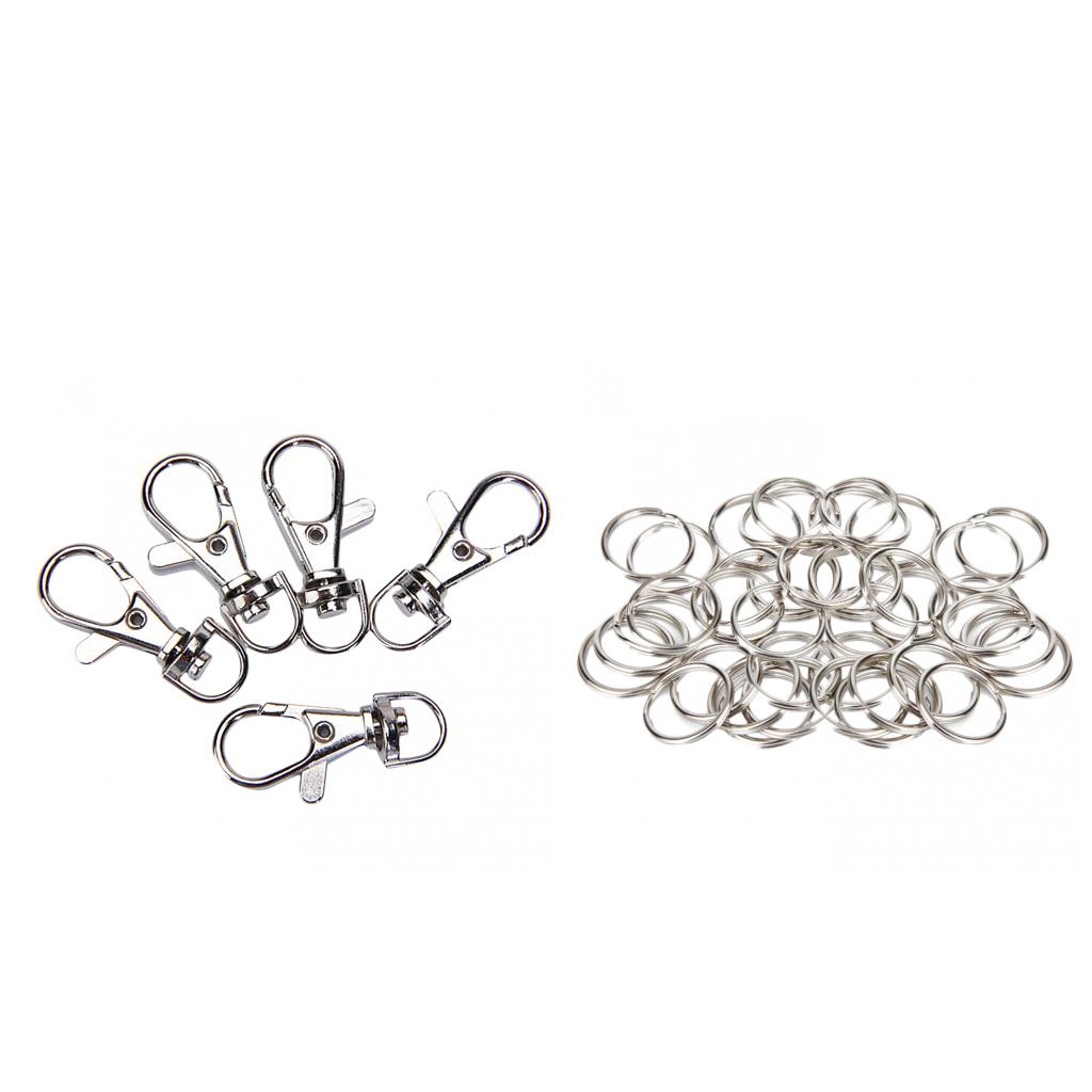 100 Pair Metal Swivel Clasps Key Ring Hook Clip Key Rings Findings