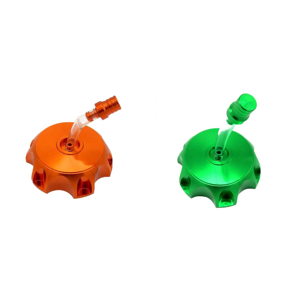 ATV Dirt Pit Bike CNC Aluminum Gas Fuel Tank Cap Breather Vent Green/Orange