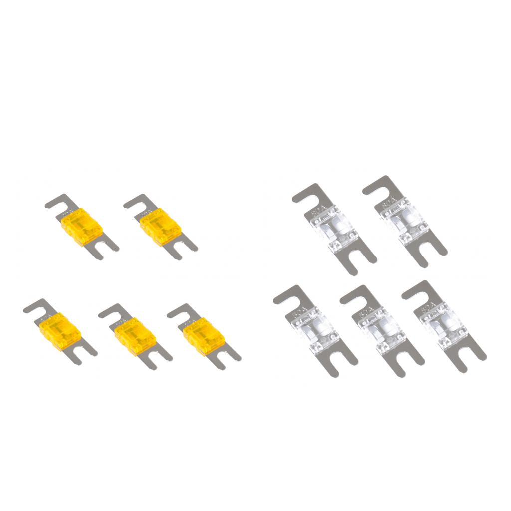 10 Pieces 80A+40A Mini ANL Bolt Fork Fuse Kit Car Audio Circuit Breaker