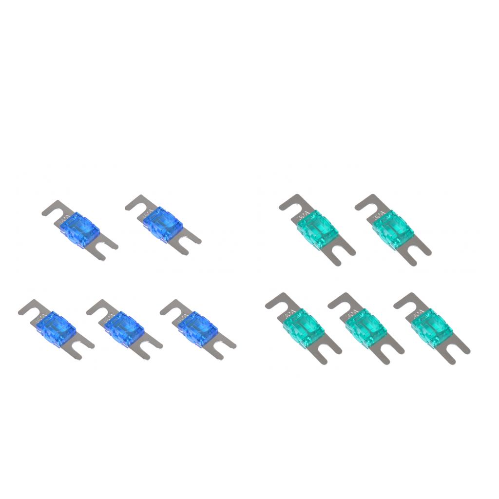 10 Pieces 60A+30A Mini ANL Bolt Fork Fuse Kit Car Audio Circuit Breaker