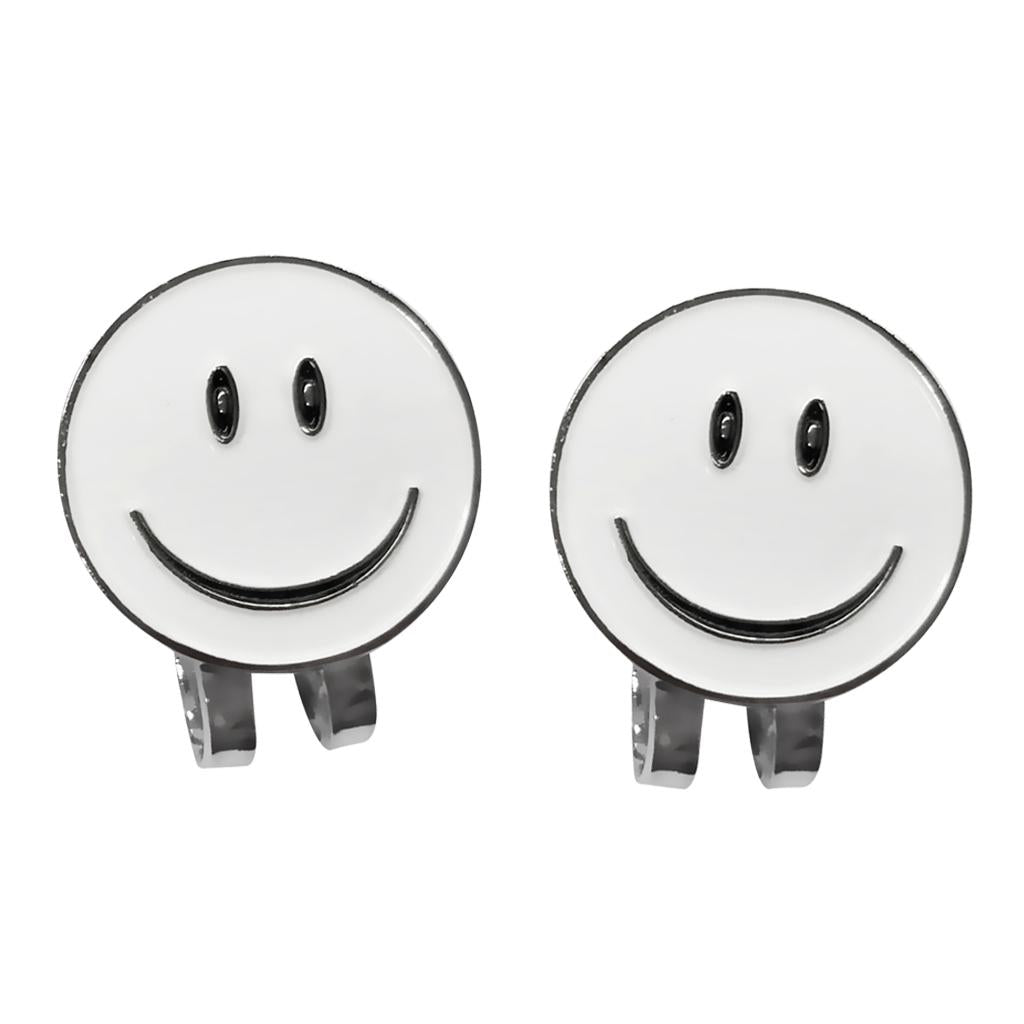 2 Pieces White Smile Face Golf Ball Marker with Magnetic Hat Clip Golf Gift