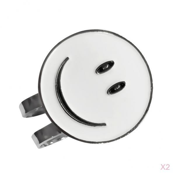 2 Pieces White Smile Face Golf Ball Marker with Magnetic Hat Clip Golf Gift