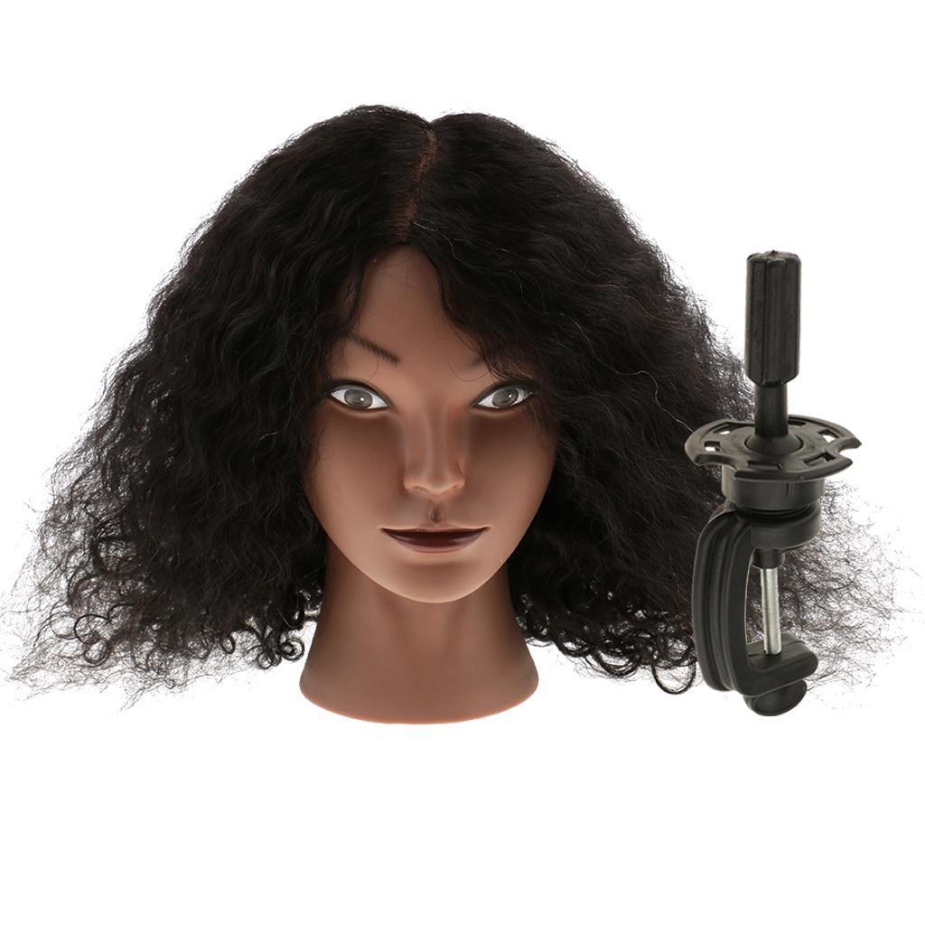 Cosmetology Silicone Human Hair Practice Training Mannequin Head with Clamp