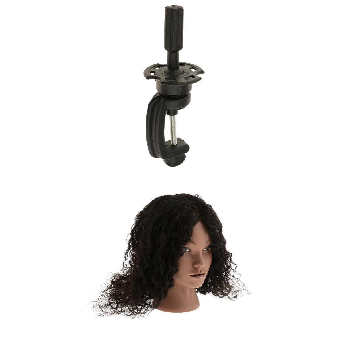 Cosmetology Silicone Human Hair Practice Training Mannequin Head + Clamp
