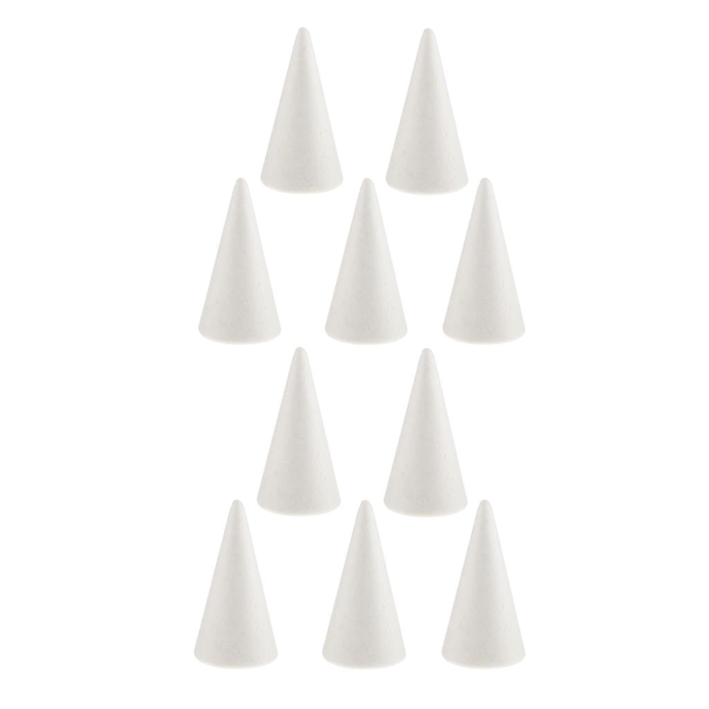 10pcs Cone Shaped Styrofoam Foam Ornaments for Handmade DIY Modelling Crafts
