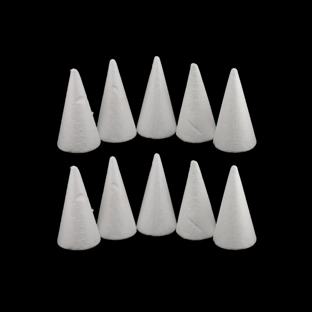 10pcs Cone Shaped Styrofoam Foam Ornaments for Handmade DIY Modelling Crafts