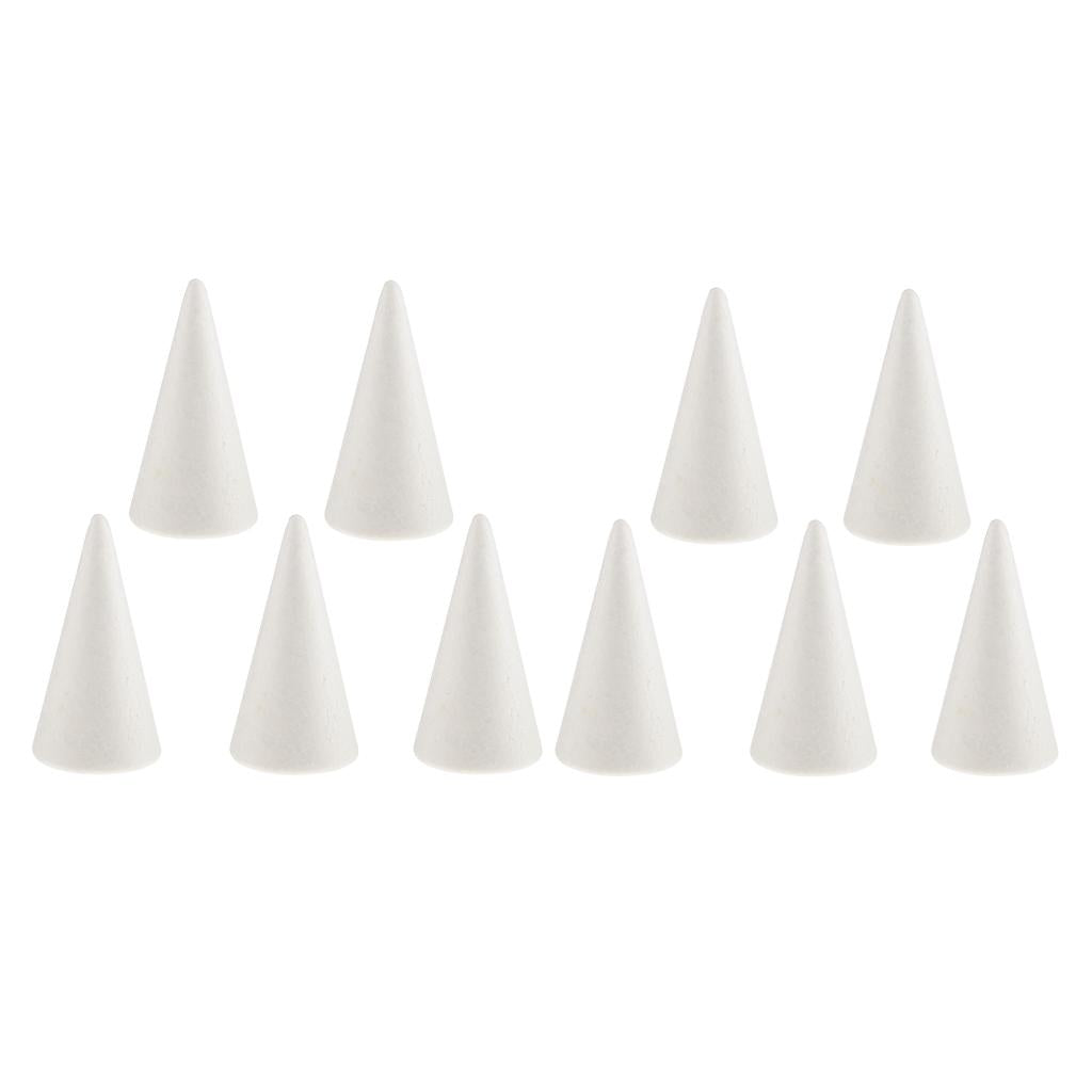 10pcs Cone Shaped Styrofoam Foam Ornaments for Handmade DIY Modelling Crafts