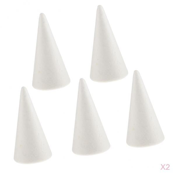 10pcs Cone Shaped Styrofoam Foam Ornaments for Handmade DIY Modelling Crafts