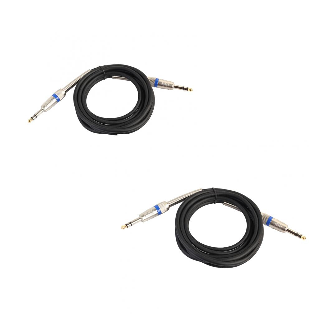 2Pieces 1/4'' 6.35mm TRS Interconnect Patch Cable Lead Microphone Cord 10ft