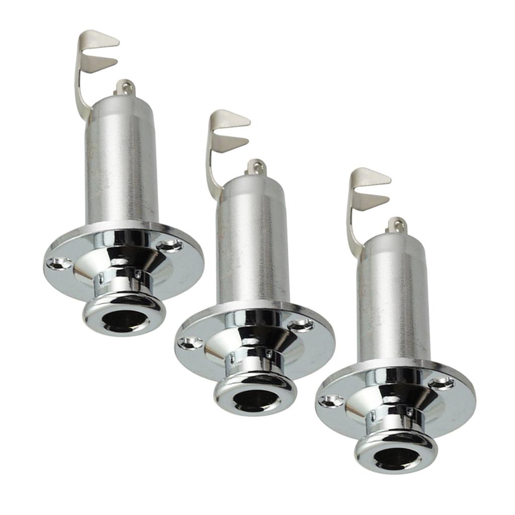 3PCS Brass 1/4 Strap End Pin Output Input Jack for Guitar Bass silver"