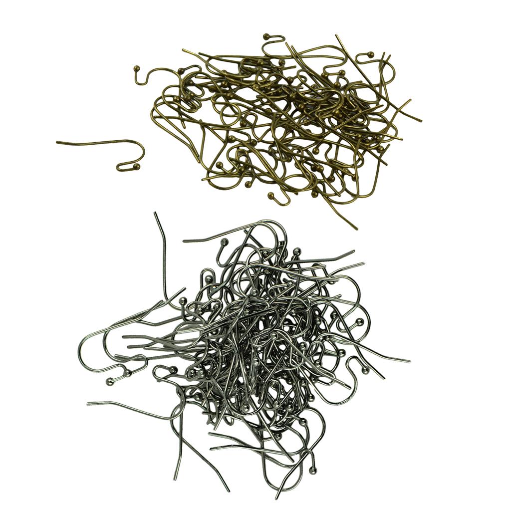 200pcs Brass French Wire Dot Ball Earring Hook Dangle DIY Findings Making